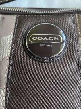 Coach Brown Logo Medallion Tote Accent